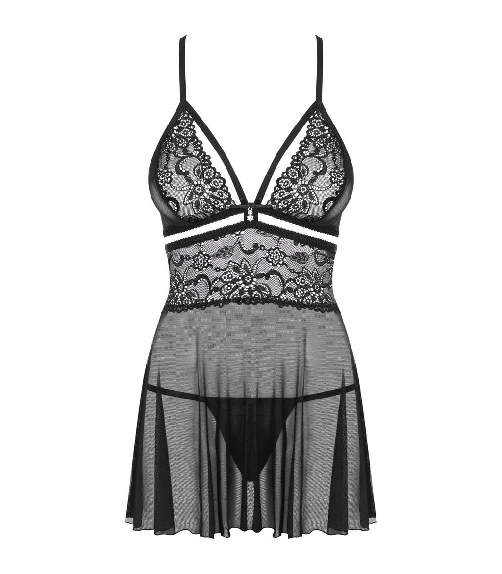 838-BAB-1 BABYDOLL E PERIZOMA NERO L/XL